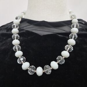 Elegant White and Silver Beaded Necklace